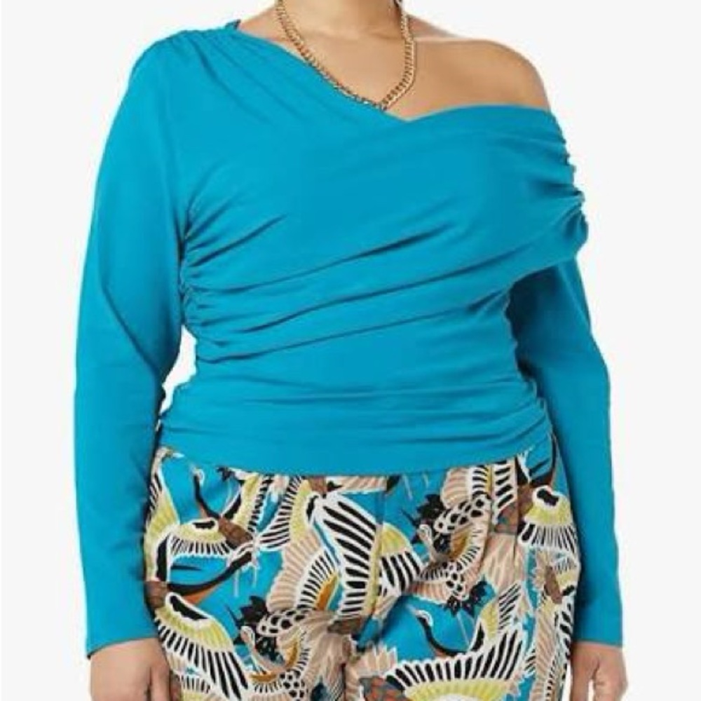 TEREA Women's Mackenzie Off-Shoulder Top S Enamel Blue